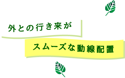 外との行き来がスムーズな動線配置