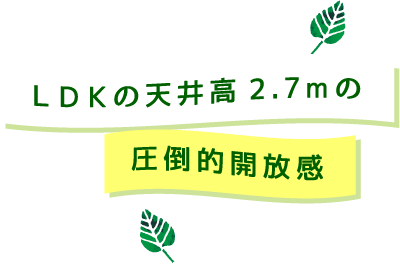 ＬＤＫの天井高２.７ｍの圧倒的開放感